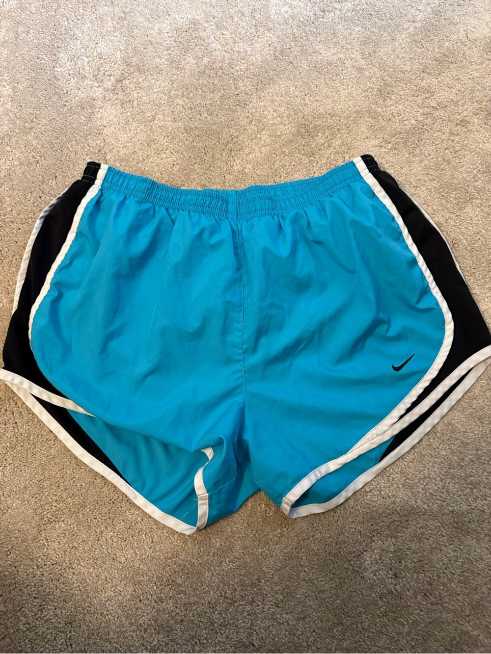 Nike Women's Turquoise and Black Athletic Shorts
